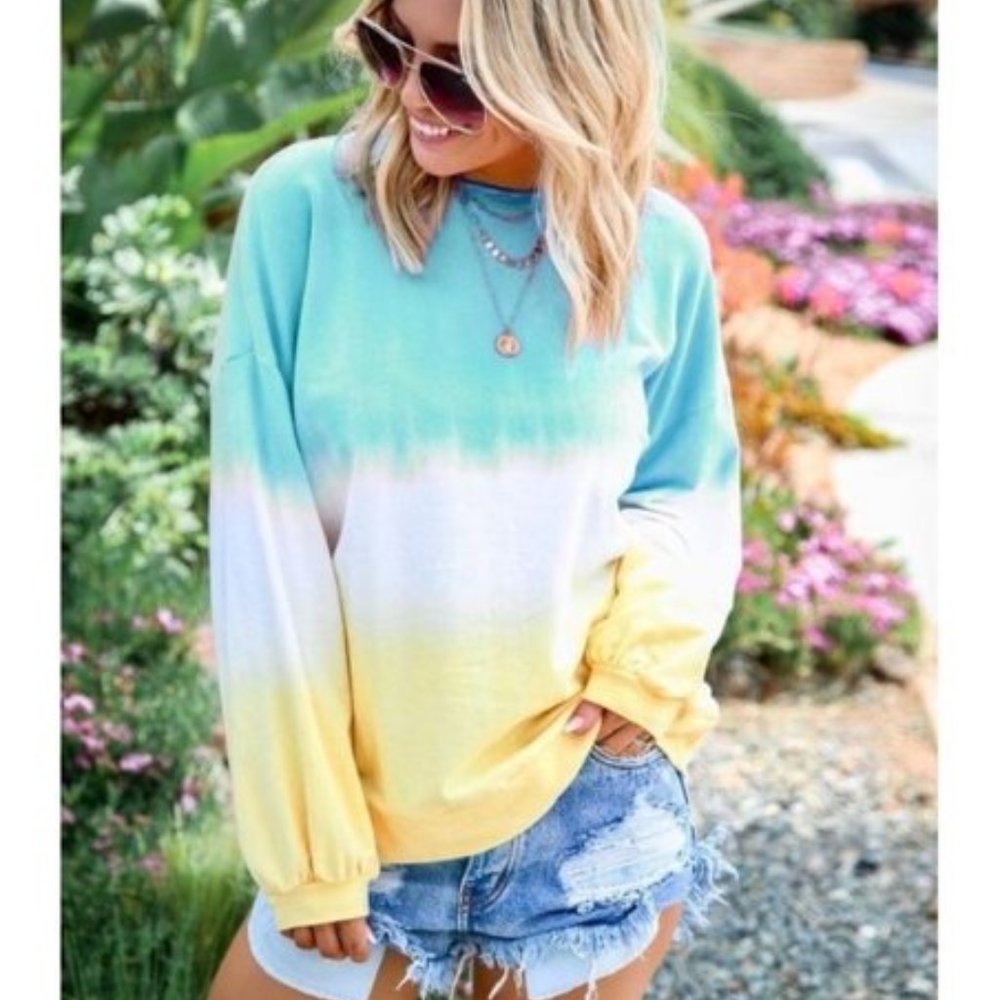 Blue Tie Die Long Sleeve T-Shirt